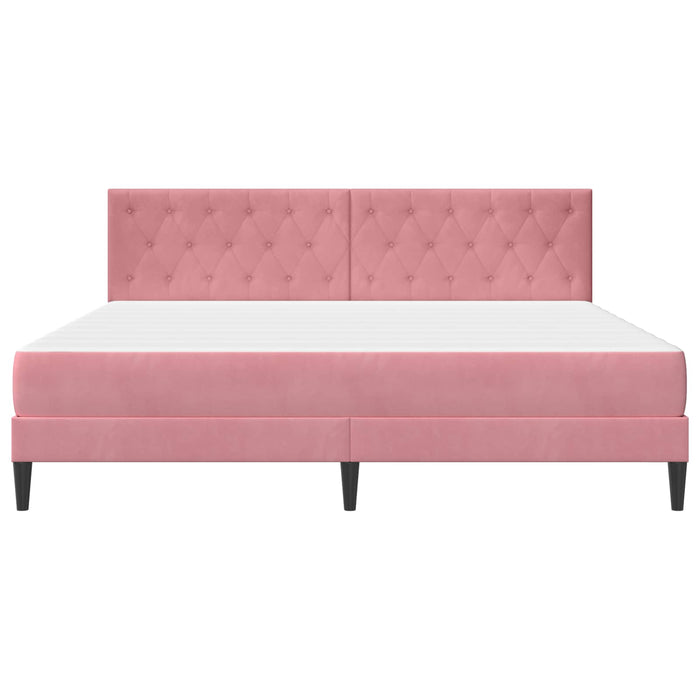 Cadru de pat cu saltea cu headboard Roz 200 x 200 cm Catifea - WALTI WALTI