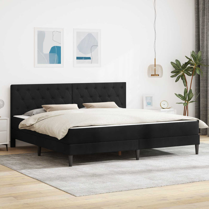 Cadru de pat cu saltea cu headboard Negru 200 x 200 cm Catifea - WALTI WALTI