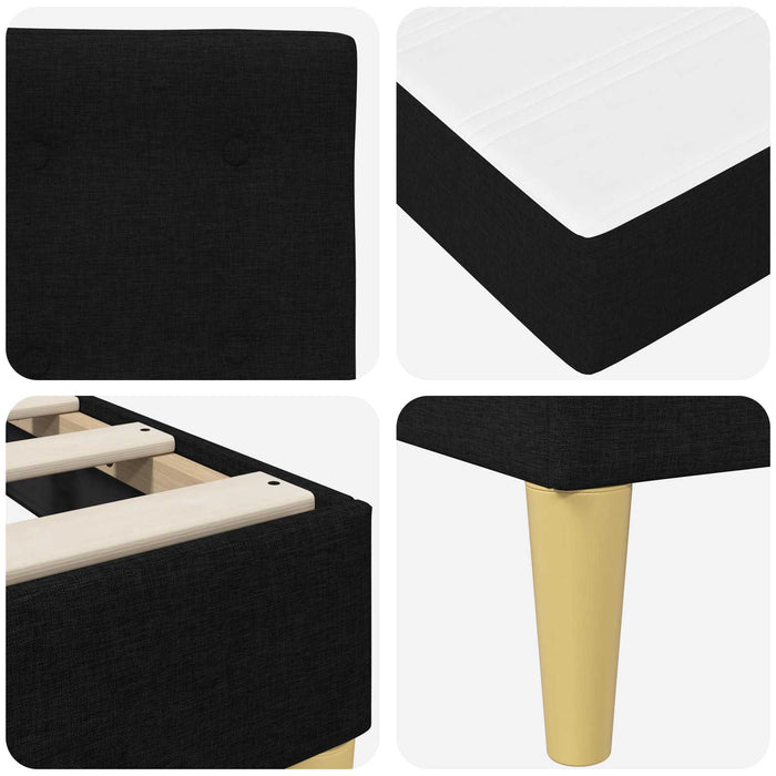 Cadru de pat cu saltea cu headboard Negru 140 x 200 cm țesătură WALTI