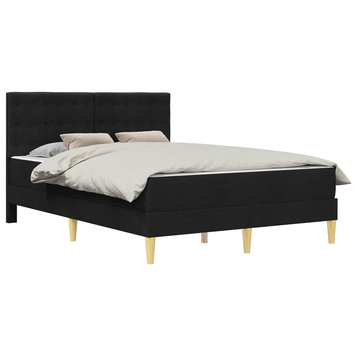 Cadru de pat cu saltea cu headboard Negru 140 x 200 cm țesătură WALTI