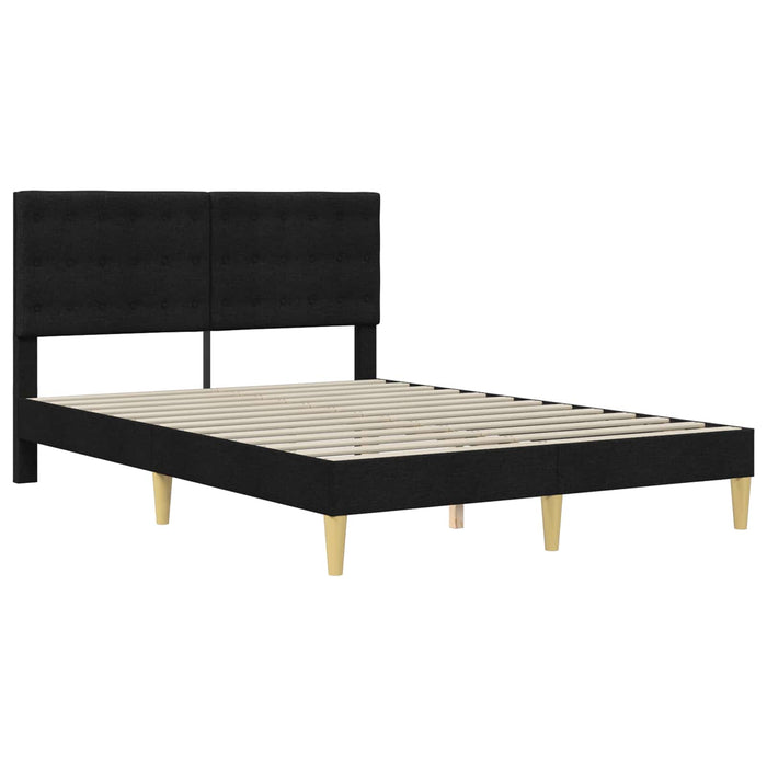 Cadru de pat cu saltea cu headboard Negru 140 x 200 cm țesătură WALTI