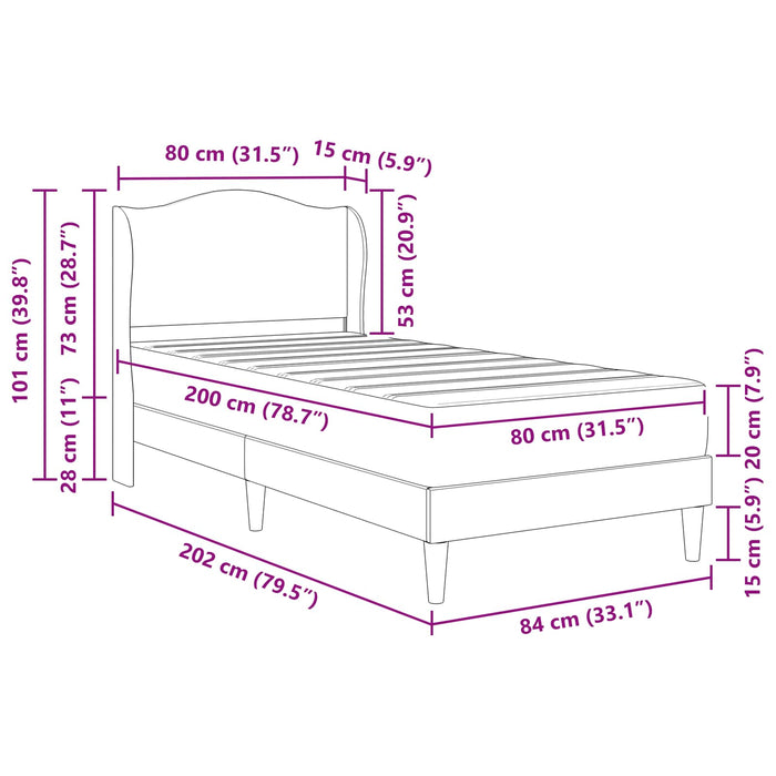 Cadru de pat cu headboard Gri 80 x 200 cm Piele artificială WALTI