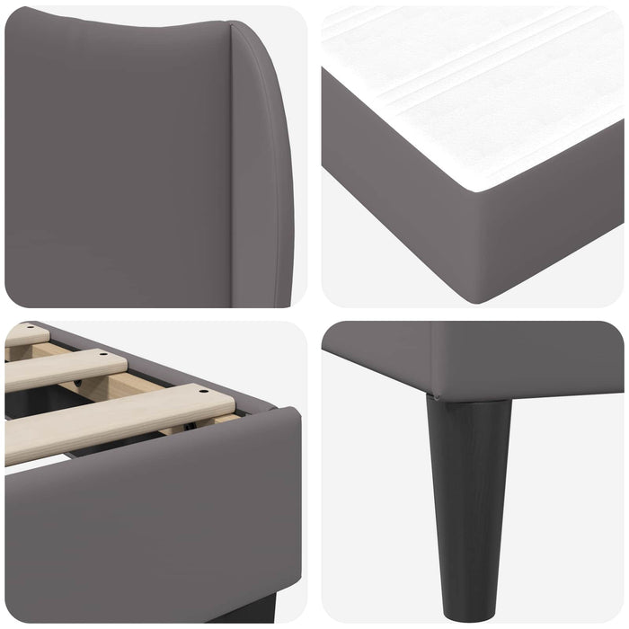 Cadru de pat cu headboard Gri 140 x 190 cm Piele artificială - WALTI WALTI