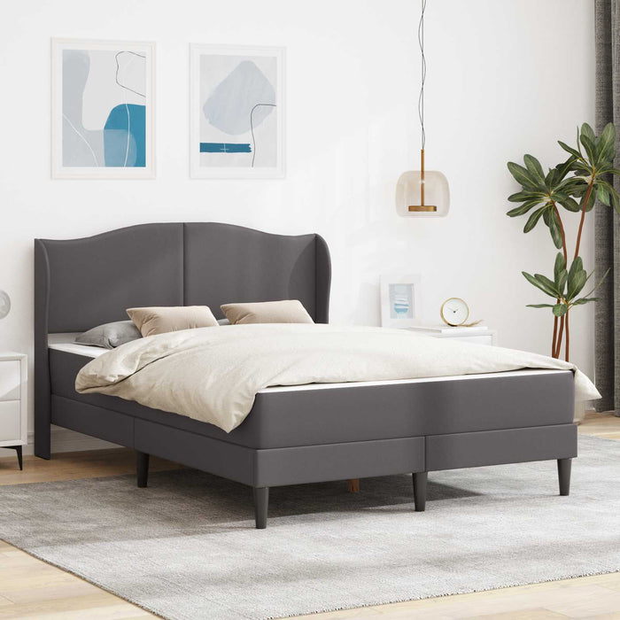 Cadru de pat cu headboard Gri 140 x 190 cm Piele artificială - WALTI WALTI