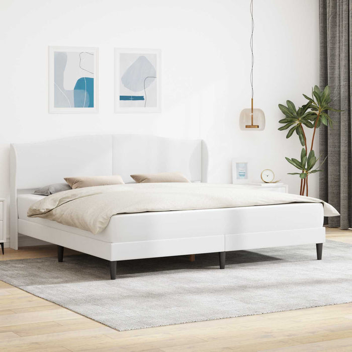 Cadru de pat cu headboard Alb 200 x 200 cm Piele artificială WALTI