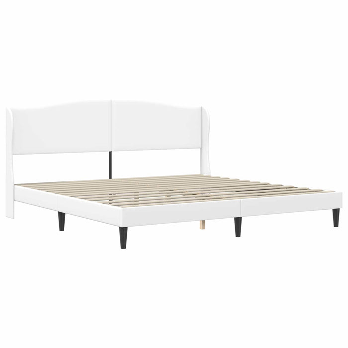 Cadru de pat cu headboard Alb 200 x 200 cm Piele artificială WALTI