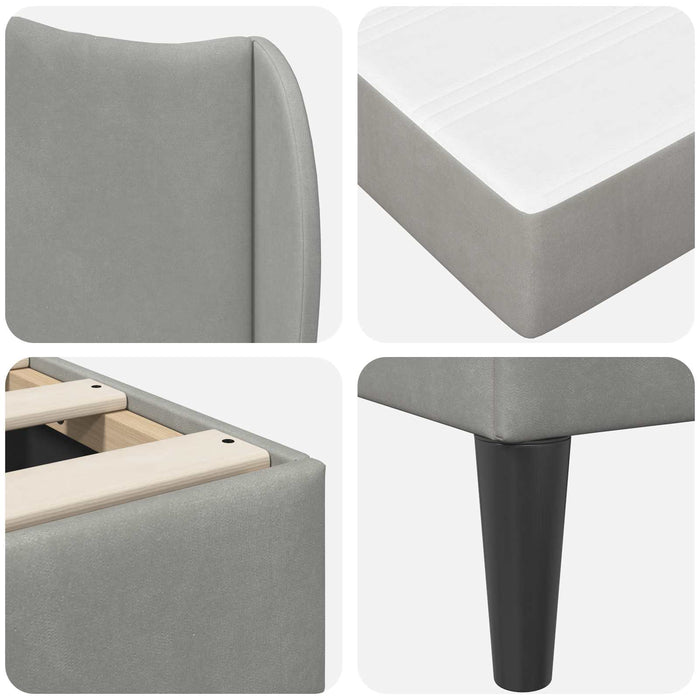 Cadru de pat cu headboard Gri deschis 80 x 200 cm Catifea WALTI