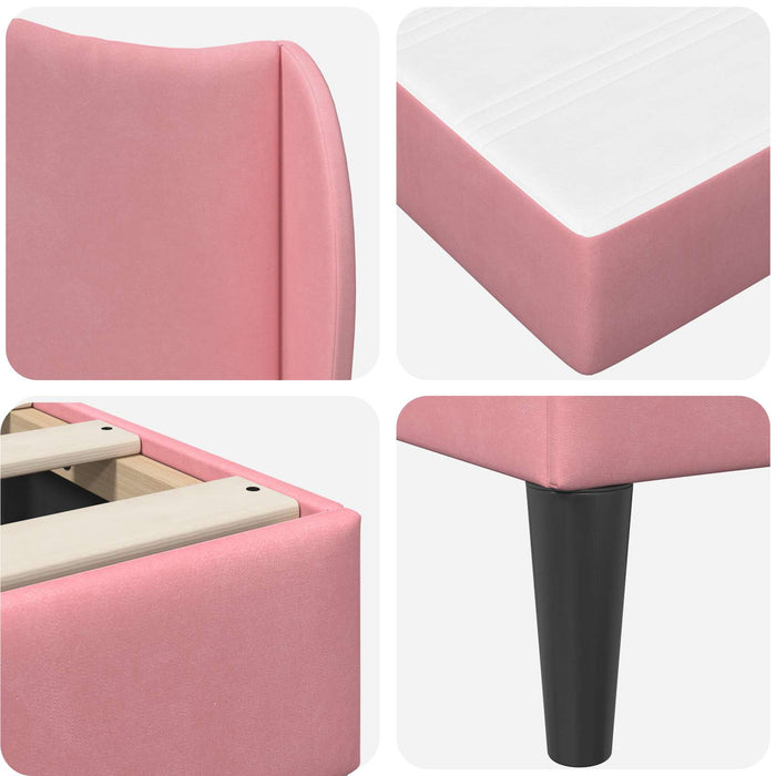 Cadru de pat cu headboard Roz 90 x 190 cm Catifea - WALTI WALTI