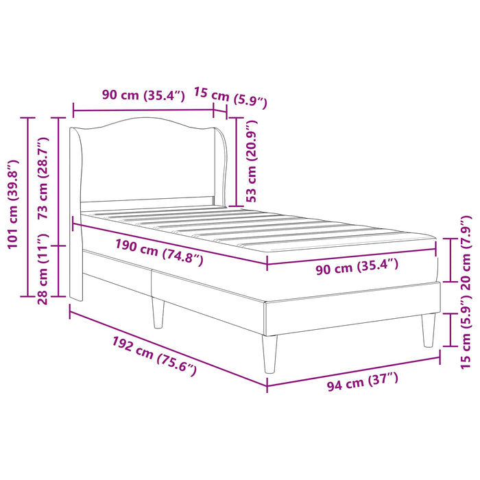 Cadru de pat cu headboard Roz 90 x 190 cm Catifea - WALTI WALTI