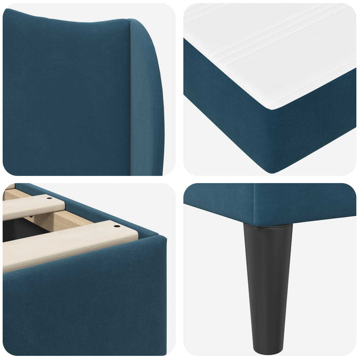 Cadru de pat cu headboard albastru 90 x 190 cm Catifea - WALTI WALTI