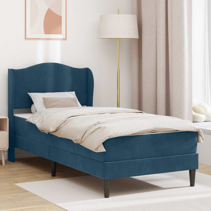 Cadru de pat cu headboard albastru 90 x 190 cm Catifea - WALTI WALTI