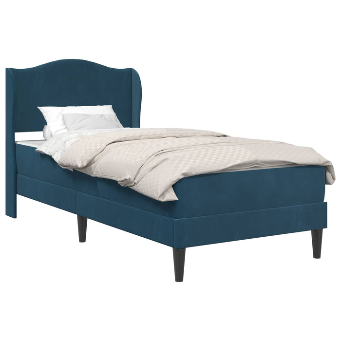 Cadru de pat cu headboard albastru 90 x 190 cm Catifea - WALTI WALTI