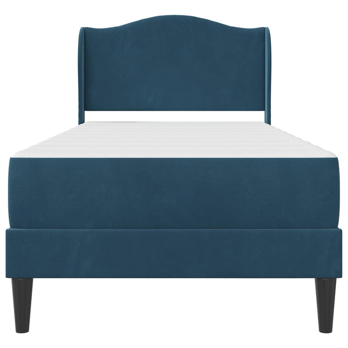 Cadru de pat cu headboard albastru 90 x 190 cm Catifea - WALTI WALTI