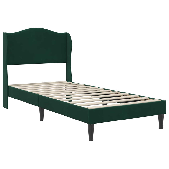 Cadru de pat cu headboard Verde închis 90 x 200 cm Catifea WALTI