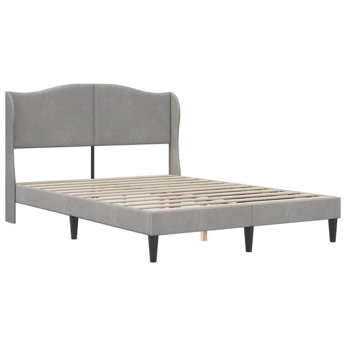Cadru de pat cu headboard Gri deschis 140 x 190 cm Catifea WALTI