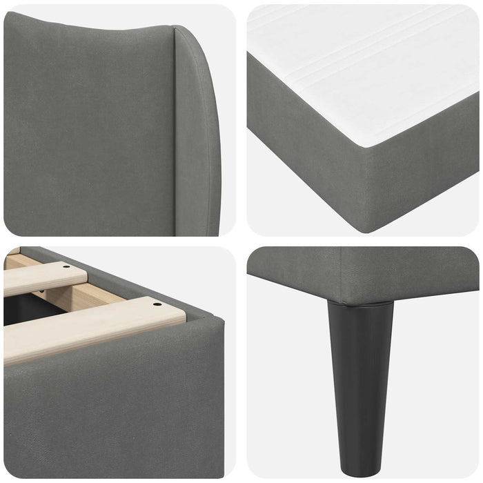 Cadru de pat cu headboard Gri închis 140 x 190 cm Catifea WALTI