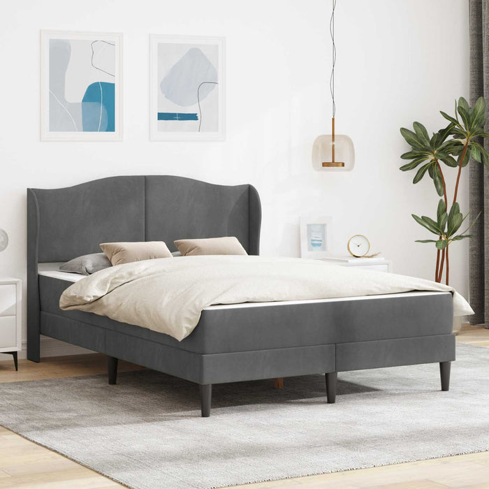 Cadru de pat cu headboard Gri închis 140 x 190 cm Catifea WALTI