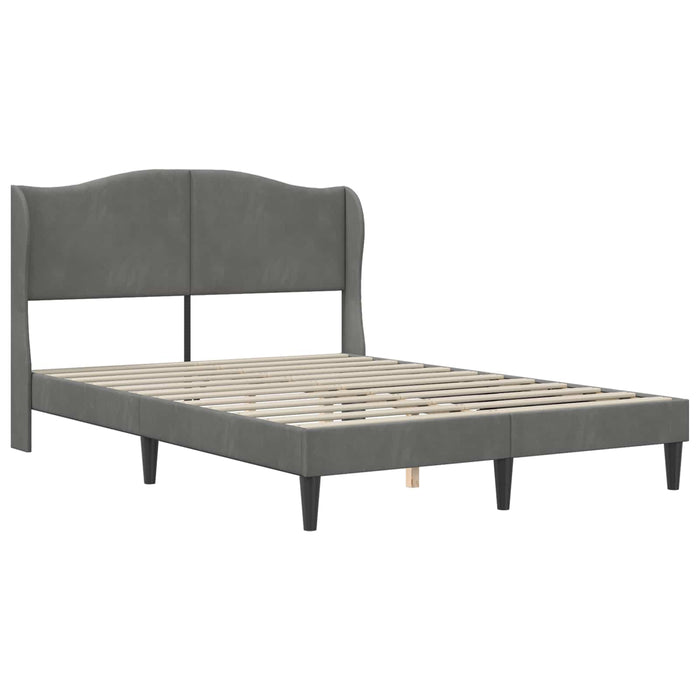 Cadru de pat cu headboard Gri închis 140 x 190 cm Catifea WALTI