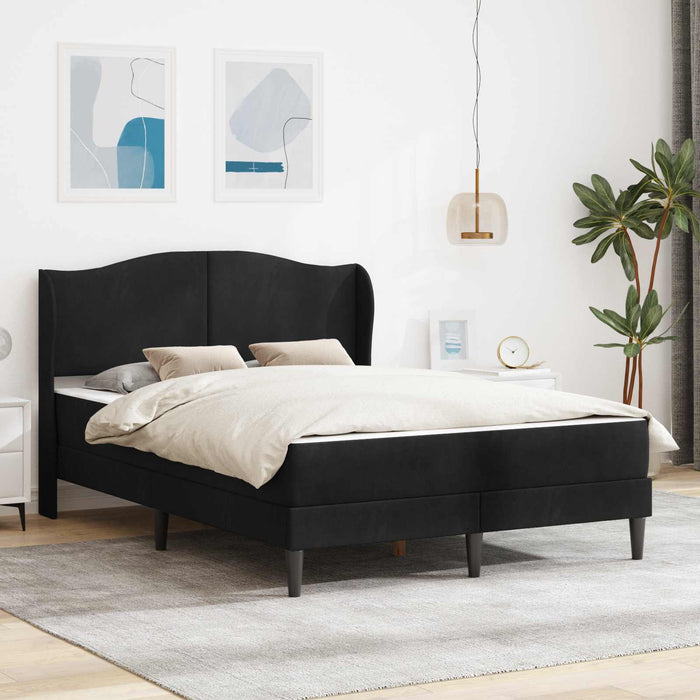Cadru de pat cu headboard Negru 140 x 190 cm Catifea - WALTI WALTI
