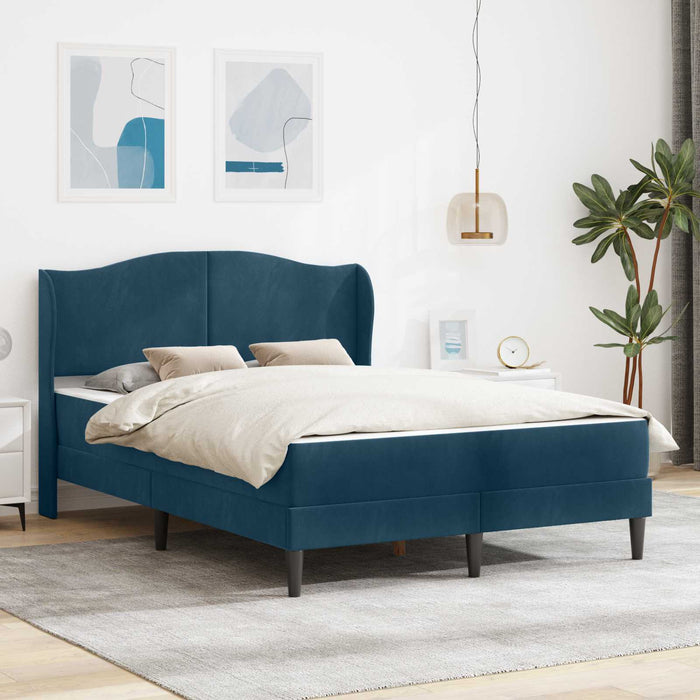 Cadru de pat cu headboard albastru 140 x 190 cm Catifea - WALTI WALTI