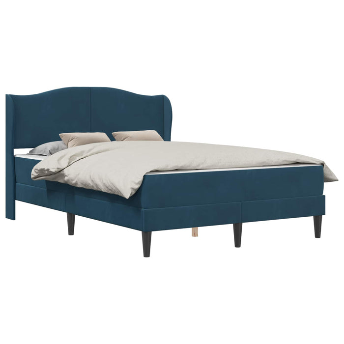 Cadru de pat cu headboard albastru 140 x 190 cm Catifea - WALTI WALTI
