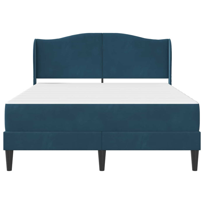 Cadru de pat cu headboard albastru 140 x 200 cm Catifea - WALTI WALTI