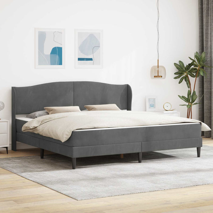 Cadru de pat cu headboard Gri închis 180 x 200 cm Catifea WALTI