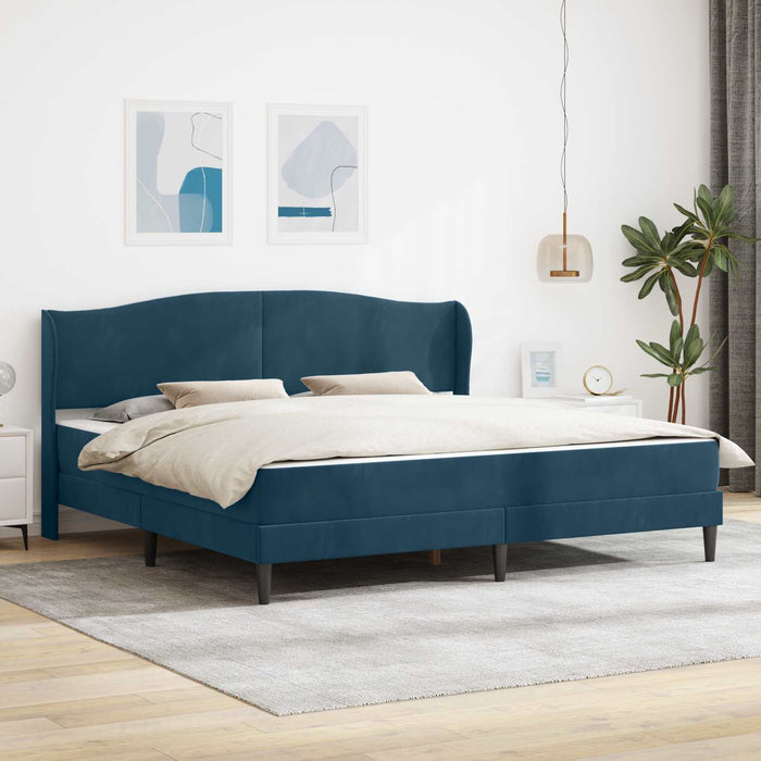 Cadru de pat cu headboard albastru 200 x 200 cm Catifea - WALTI WALTI