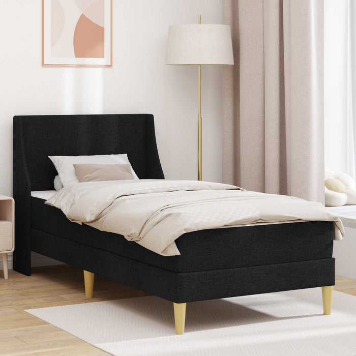 Cadru de pat cu saltea cu headboard Negru 90 x 190 cm țesătură WALTI