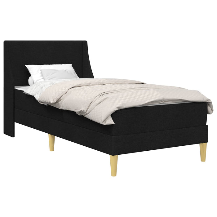 Cadru de pat cu saltea cu headboard Negru 90 x 190 cm țesătură WALTI