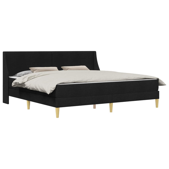 Cadru de pat cu saltea cu headboard Negru 180 x 200 cm țesătură WALTI