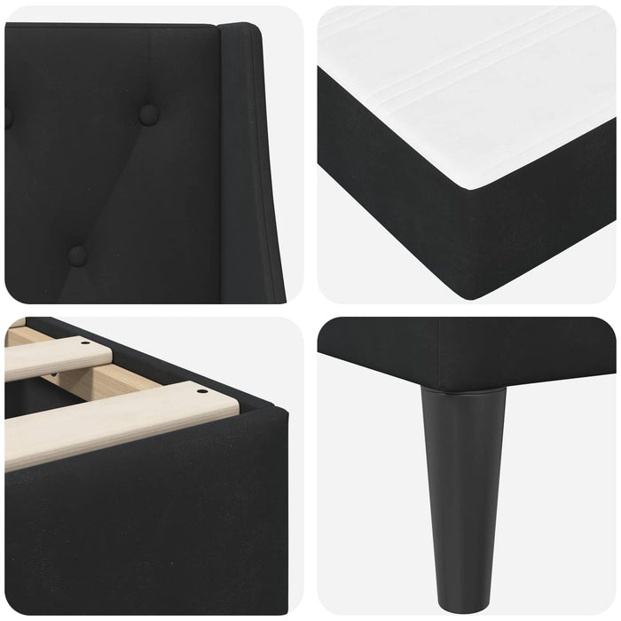 Cadru de pat cu saltea cu headboard Negru 90 x 190 cm Catifea WALTI