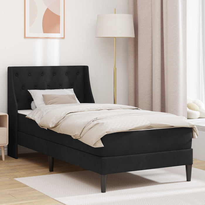 Cadru de pat cu saltea cu headboard Negru 90 x 190 cm Catifea WALTI