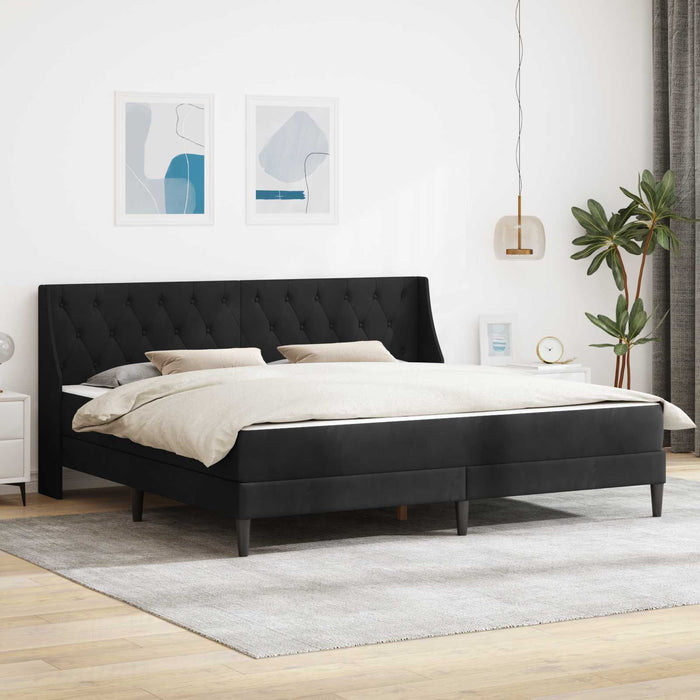 Cadru de pat cu saltea cu headboard Negru 180 x 200 cm Catifea WALTI