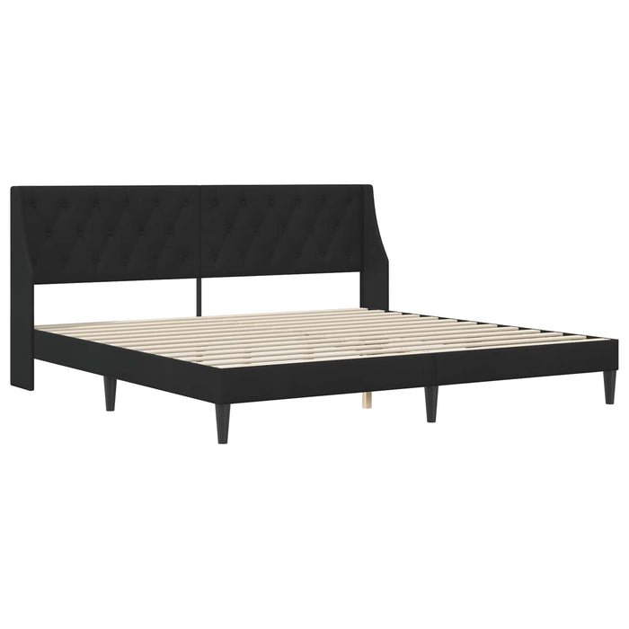 Cadru de pat cu saltea cu headboard Negru 180 x 200 cm Catifea WALTI