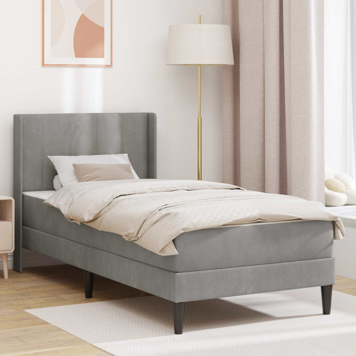 Cadru de pat cu saltea Gri deschis 90 x 190 cm Catifea WALTI