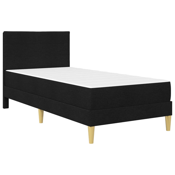 Cadru de pat cu saltea cu headboard Negru 90 x 190 cm țesătură WALTI