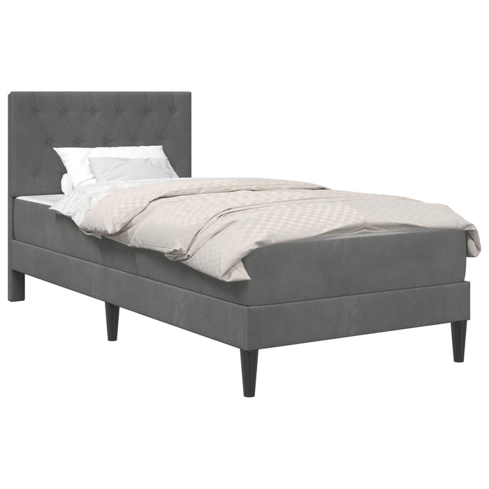Cadru de pat cu saltea Gri închis 90 x 190 cm Catifea WALTI