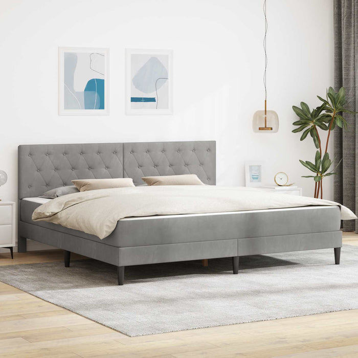 Cadru de pat cu saltea Gri deschis 180 x 200 cm Catifea WALTI