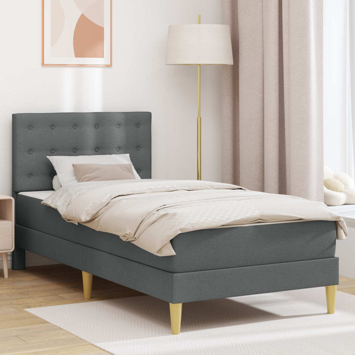 Cadru de pat cu saltea Gri închis 90 x 190 cm țesătură WALTI