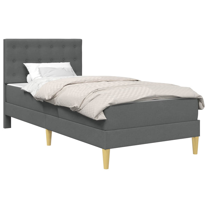 Cadru de pat cu saltea Gri închis 90 x 190 cm țesătură WALTI