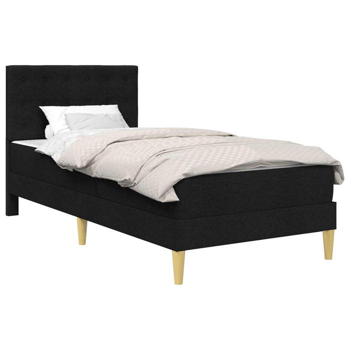 Cadru de pat cu saltea cu headboard Negru 90 x 190 cm țesătură WALTI