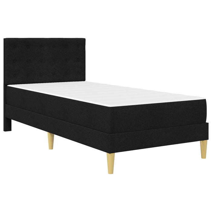 Cadru de pat cu saltea cu headboard Negru 90 x 190 cm țesătură WALTI