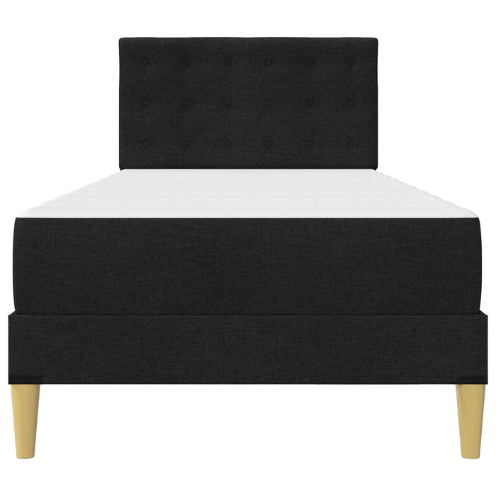 Cadru de pat cu saltea cu headboard Negru 90 x 190 cm țesătură WALTI