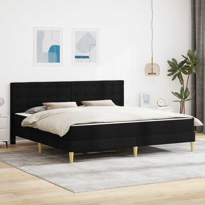 Cadru de pat cu saltea cu headboard Negru 180 x 200 cm țesătură WALTI