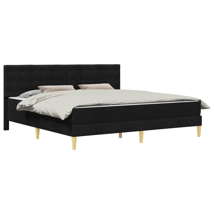 Cadru de pat cu saltea cu headboard Negru 180 x 200 cm țesătură WALTI