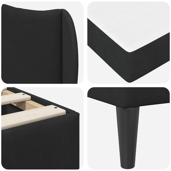 Cadru de pat cu headboard Negru 90 x 190 cm Catifea WALTI