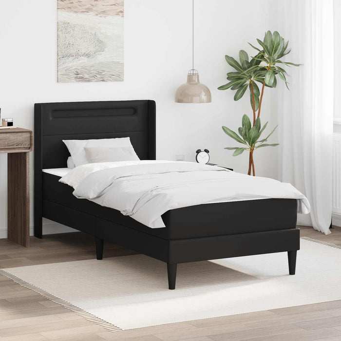 Cadru de pat cu benzi LED Negru 90 x 190 cm Piele artificială WALTI