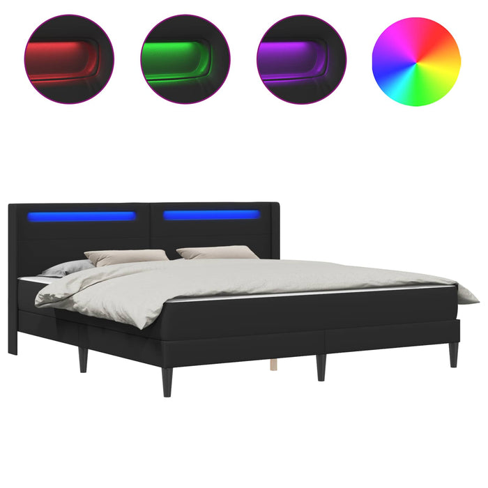 Cadru de pat cu benzi LED Negru 180 x 200 cm Piele artificială WALTI