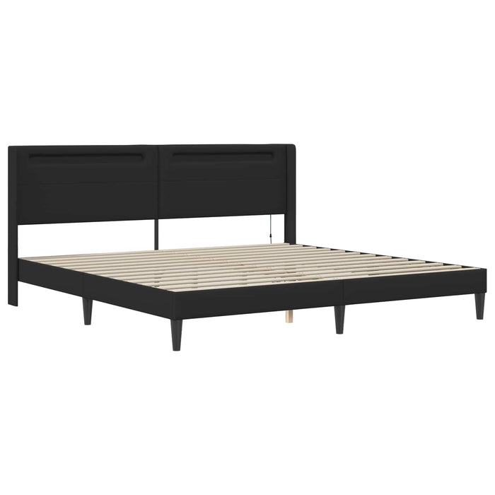 Cadru de pat cu benzi LED Negru 180 x 200 cm Piele artificială WALTI